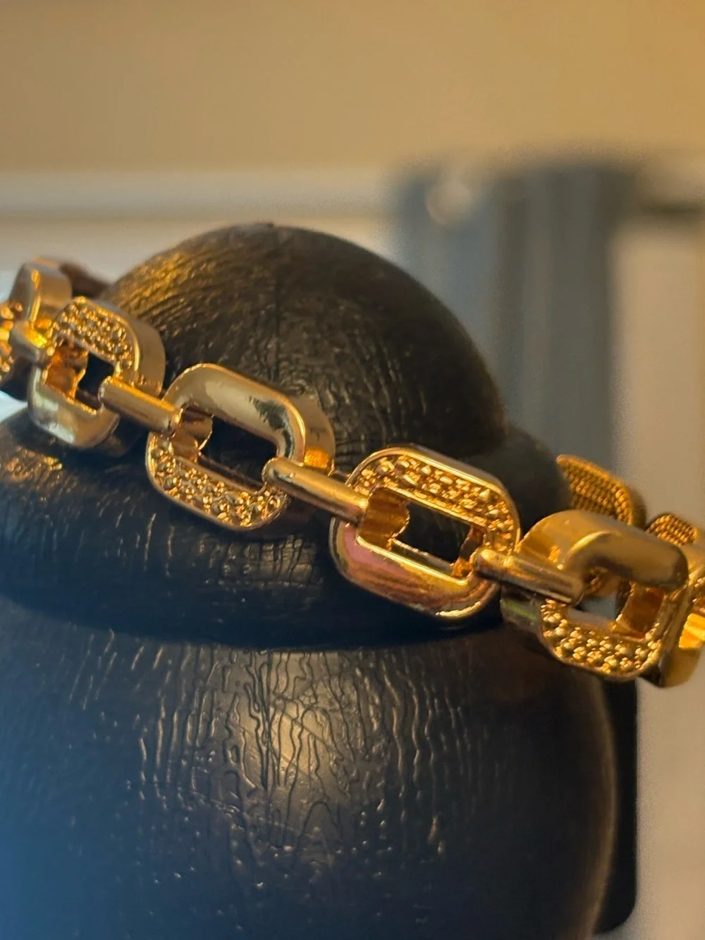 Gold Link Chain Bracelet with Pave Accents